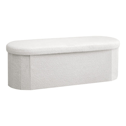 Artiss Storage Ottoman Foot Stool Rest Boucle Fabric Foldable White
