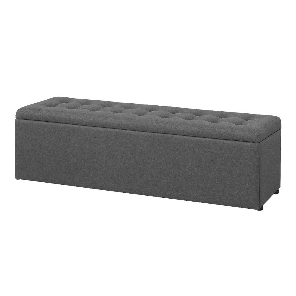 Artiss Storage Ottoman Blanket Box 140cm Linen Dark Grey