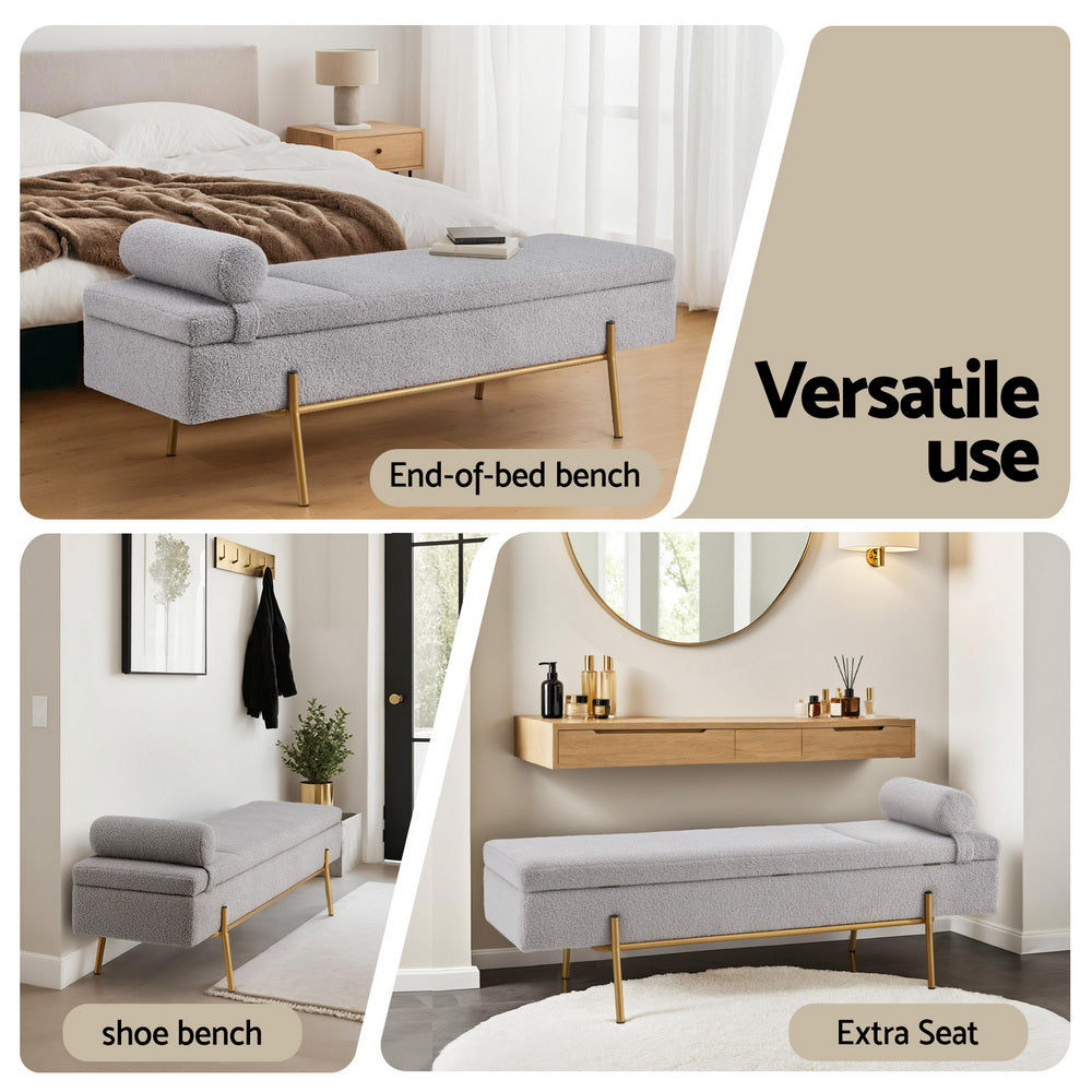 Artiss Storage Ottoman Bed 140cm Pillow Foot Stool