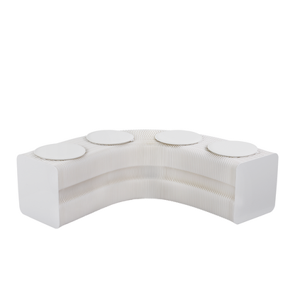 Artiss Folding Paper Bench With 4 PU Leather Seat Pads Expandable Accordion Stool For 4 Seats