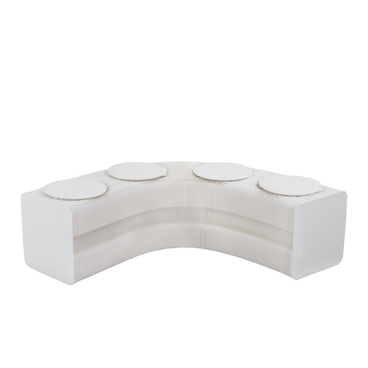 Artiss Folding Paper Bench With 4 PU Leather Seat Pads Expandable Accordion Stool For 4 Seats