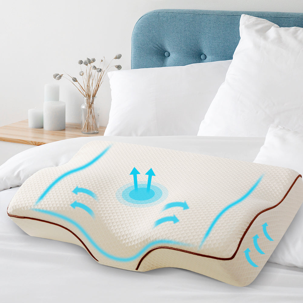 Giselle Memory Foam Pillow Neck Cervical Butterfly Ergonomic Support White