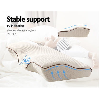 Giselle Memory Foam Pillow Neck Cervical Butterfly Ergonomic Support White