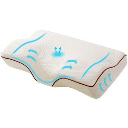 Giselle Memory Foam Pillow Neck Cervical Butterfly Ergonomic Support White