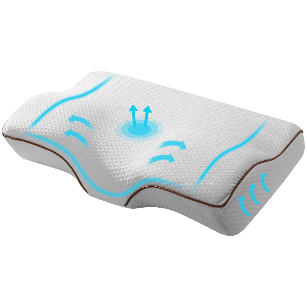 Giselle Memory Foam Pillow Neck Cervical Butterfly Ergonomic Support Grey
