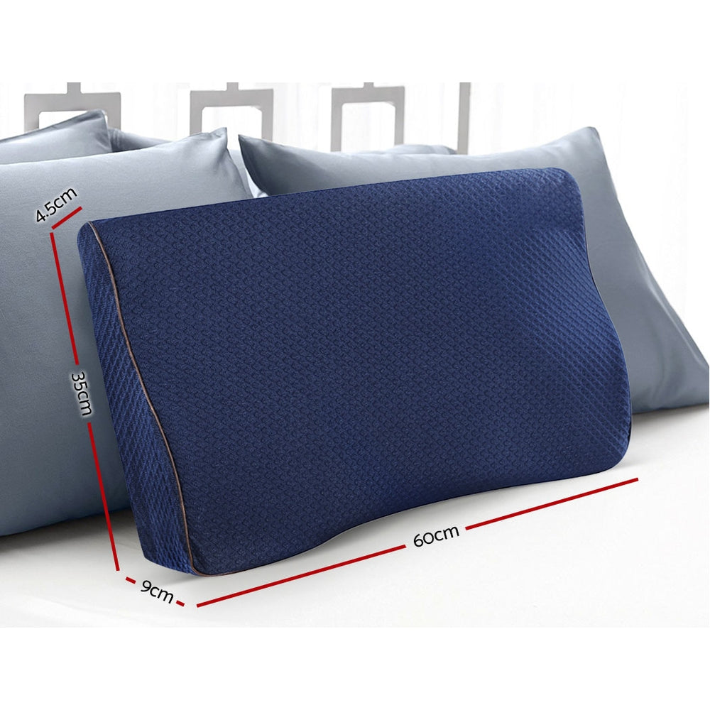Giselle Memory Foam Pillow Neck Cervical Butterfly Ergonomic Support Navy
