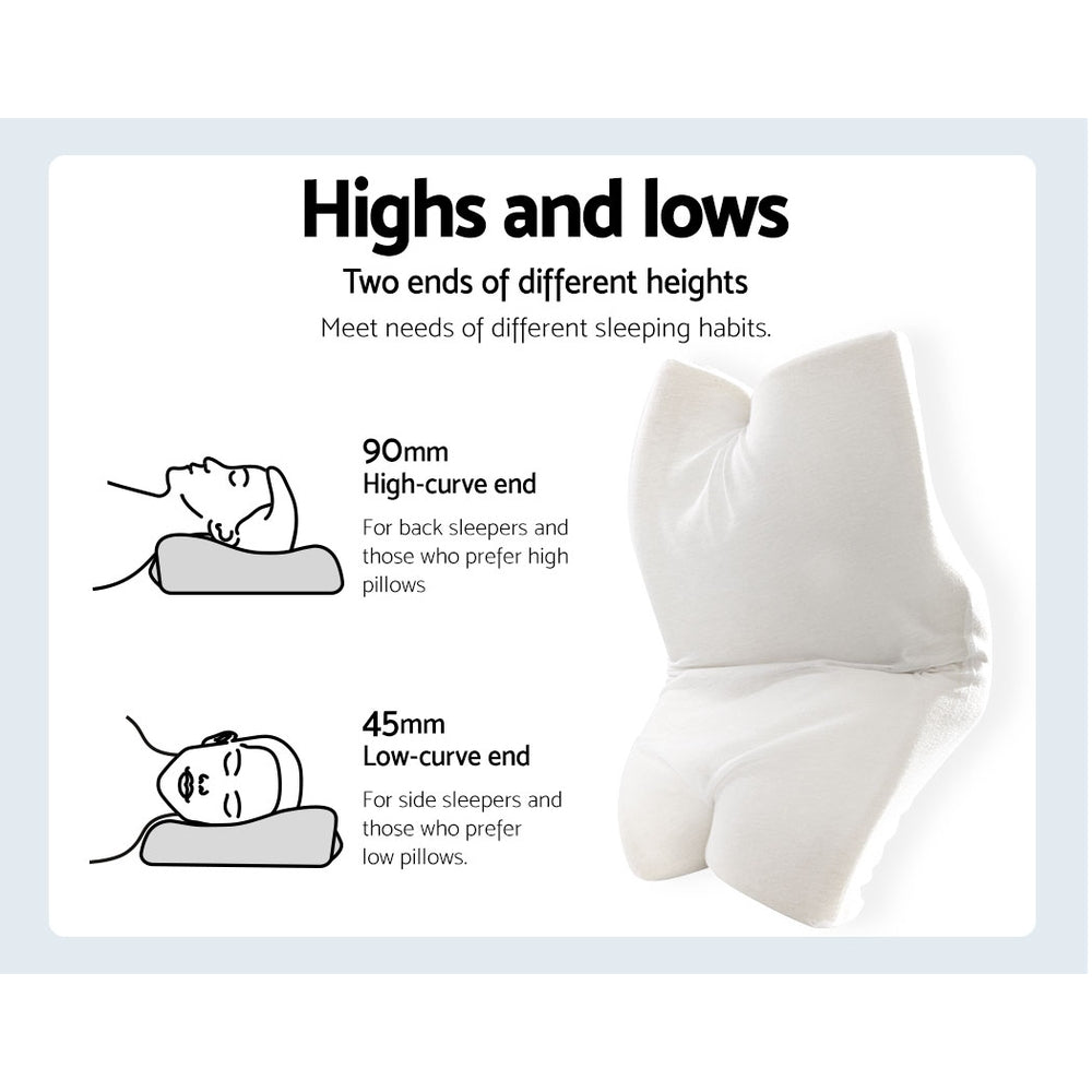 Giselle Memory Foam Pillow Neck Cervical Butterfly Ergonomic Support Navy