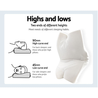 Giselle Memory Foam Pillow Neck Cervical Butterfly Ergonomic Support Navy