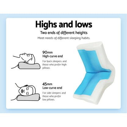 Giselle Cervical Pillow Memory Foam Contour Pillow Neck Support Cool Gel