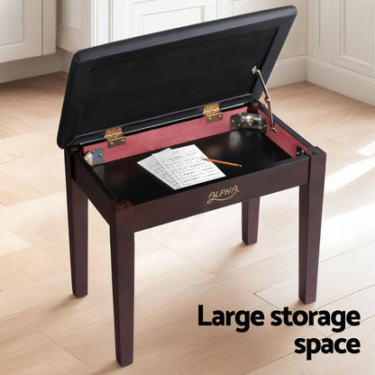Alpha Piano Bench Stool with Storage Wooden PU Leather