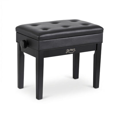 Alpha Adjustable Piano Bench Wooden Keyboard Seat Padded Music Chair Black