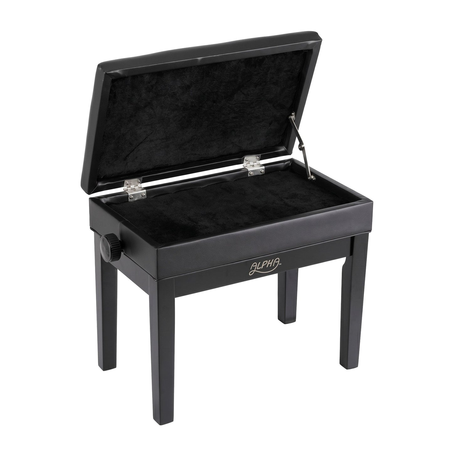 Alpha Adjustable Piano Bench Wooden Keyboard Seat Padded Music Chair Black