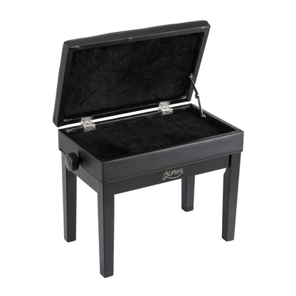 Alpha Adjustable Piano Bench Wooden Keyboard Seat Padded Music Chair Black