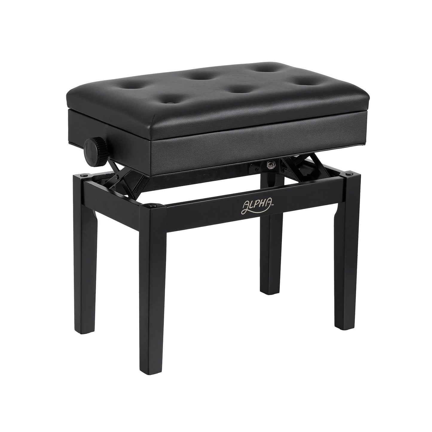 Alpha Adjustable Piano Bench Wooden Keyboard Seat Padded Music Chair Black