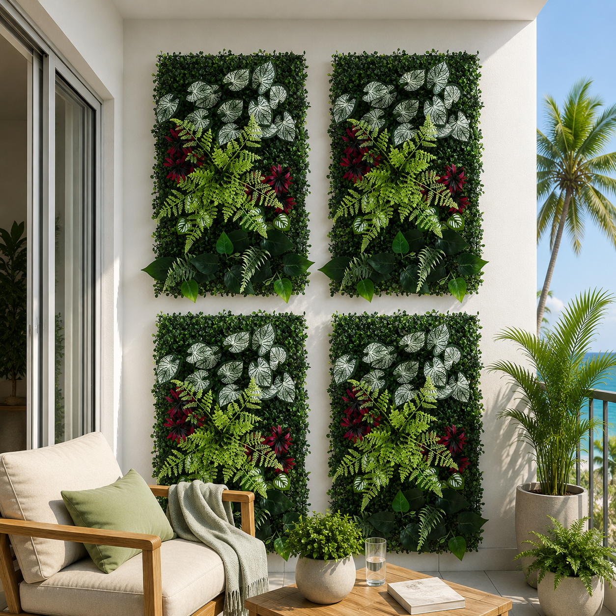 Gardeon 4PCS Artificial Plant Wall Panels 40X60CM Boxwood Panel Flower Backdrop Backyard Green Decor