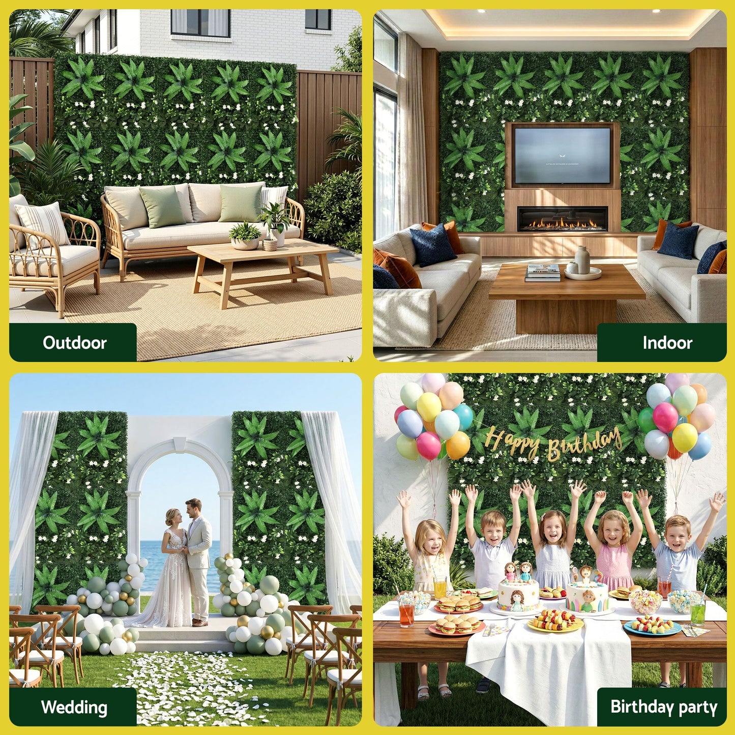 Gardeon 4PCS Artificial Plant Wall Panels 40X60CM Boxwood Panel Leaf Backdrop Backyard Green Decor