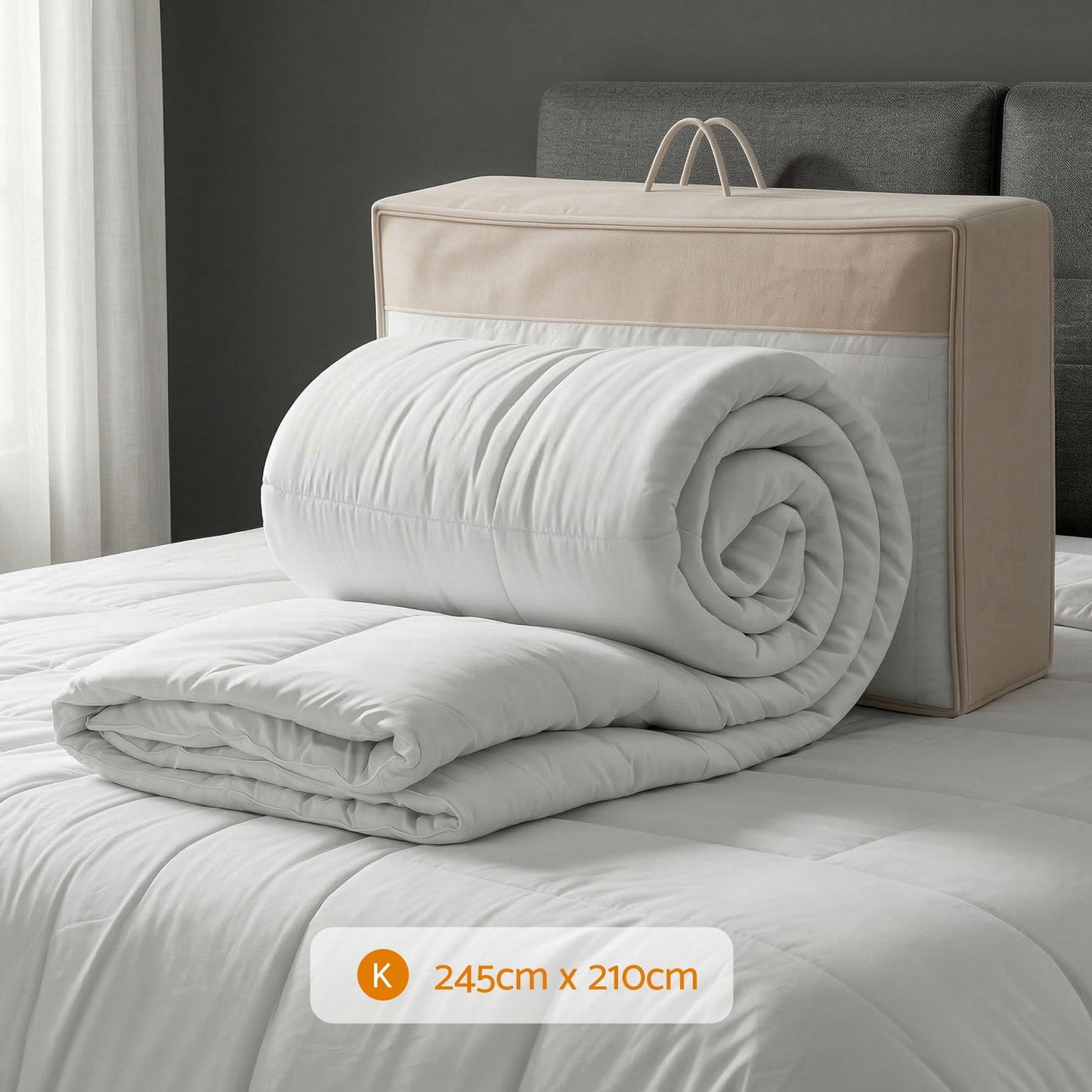 Giselle Bedding Wool Quilt 500GSM Thick King Winter Doona Baffle Box Construction 100% Wool Filling