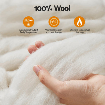 Giselle Bedding Wool Quilt 500GSM Thick King Winter Doona Baffle Box Construction 100% Wool Filling