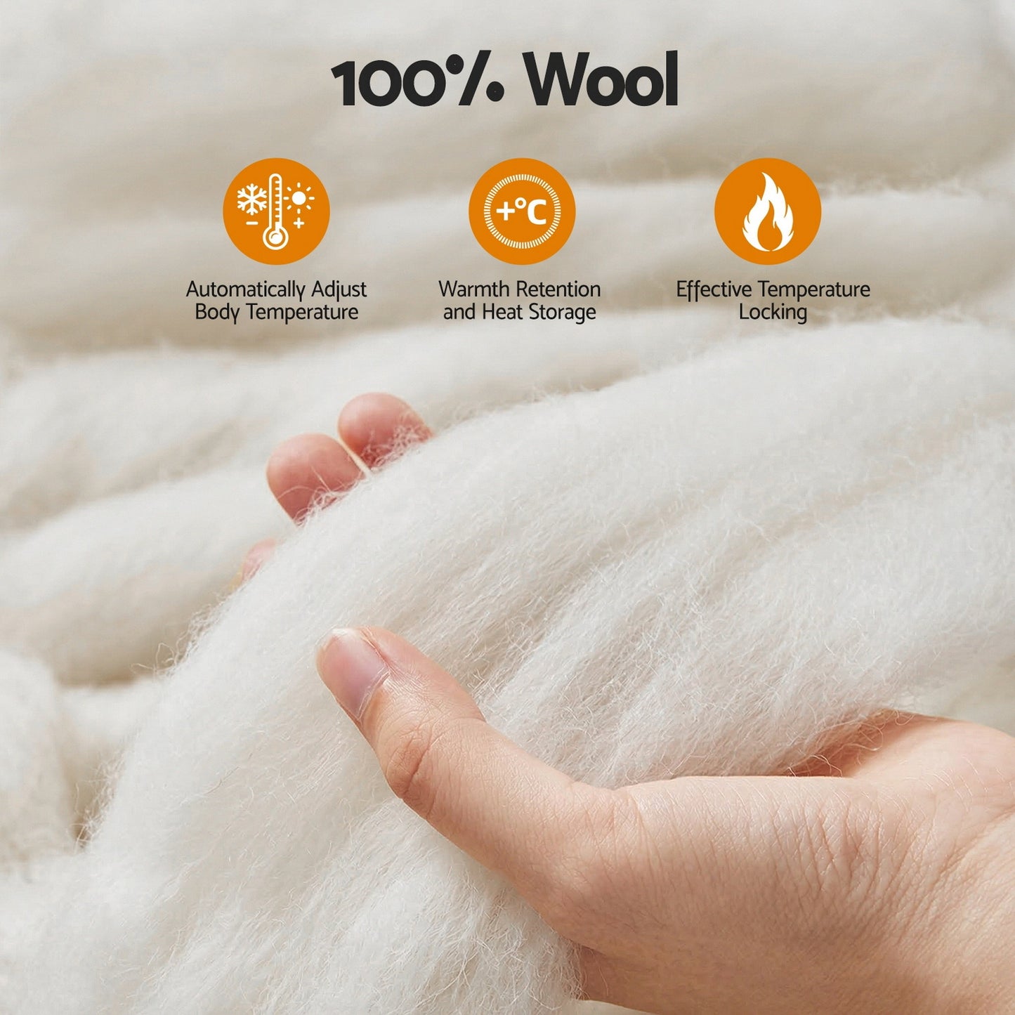 Giselle Bedding Wool Quilt 500GSM Thick Super King Winter Doona Baffle Box Construction 100% Wool Filling