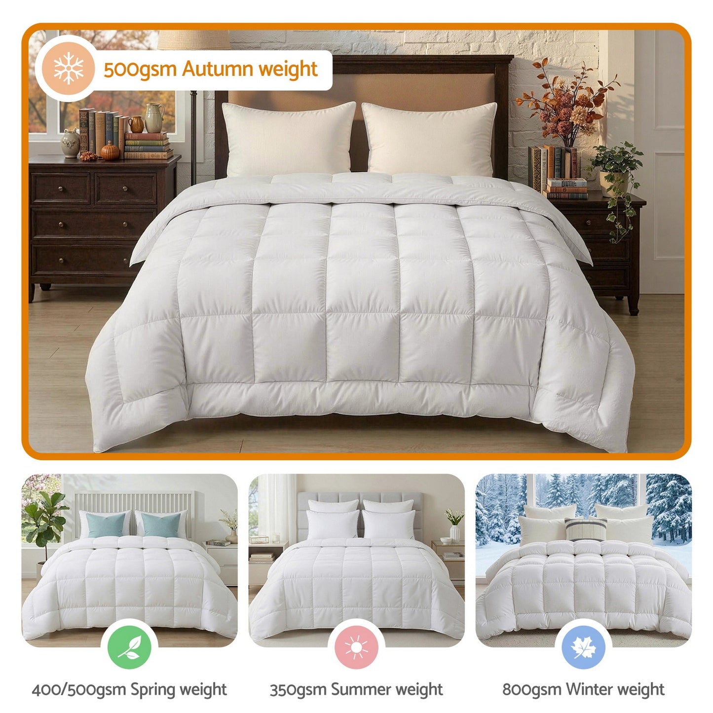 Giselle Bedding Wool Quilt 500GSM Thick Super King Winter Doona Baffle Box Construction 100% Wool Filling