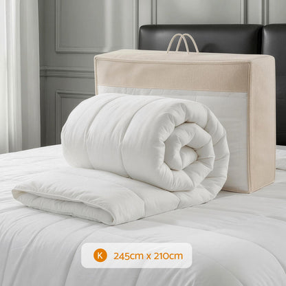 Giselle Bedding Wool Quilt 800GSM Extra Thick King Winter Doona Baffle Box Construction 100% Wool Filling