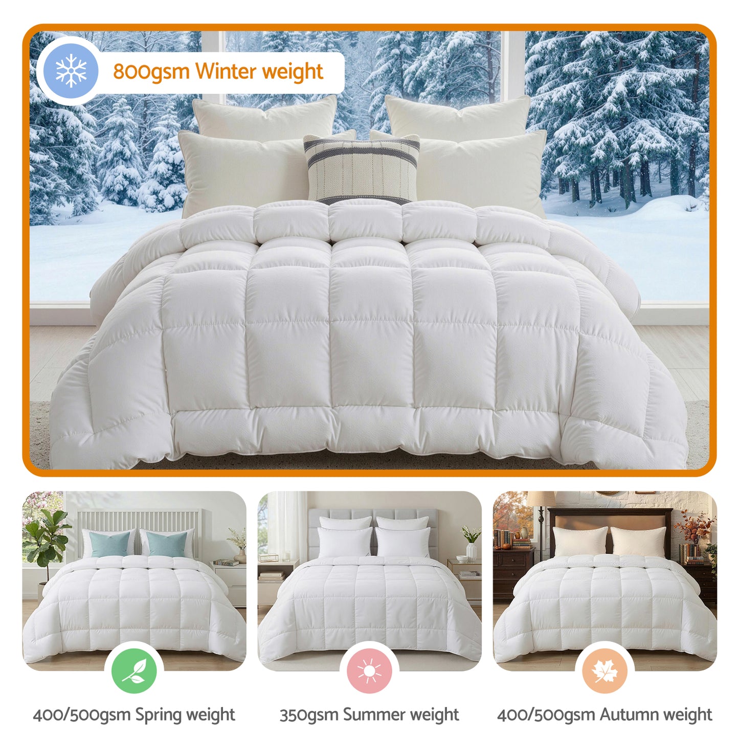 Giselle Bedding Wool Quilt 800GSM Extra Thick King Winter Doona Baffle Box Construction 100% Wool Filling