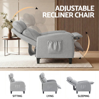 Artiss Massage Recliner Chair Small Recliner Sofa for Adults Fabric Grey