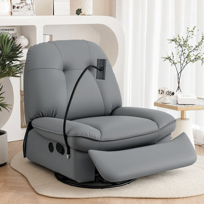Artiss Manual Swivel Rocker Recliner with USB Ports Rocking Chair Nursery Sofa Lounge