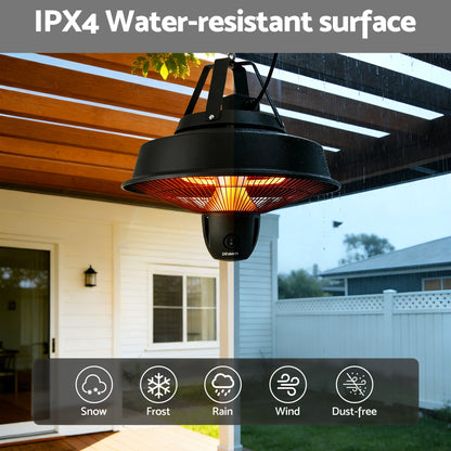 Devanti 2000W Electric Patio Heater Ceiling Mounted Hanging Heaters Remote
