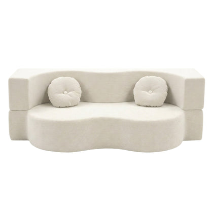 Artiss Folding Sofa Bed Floor Couch 2-in-1 Convertible Futon Loveseat Beige