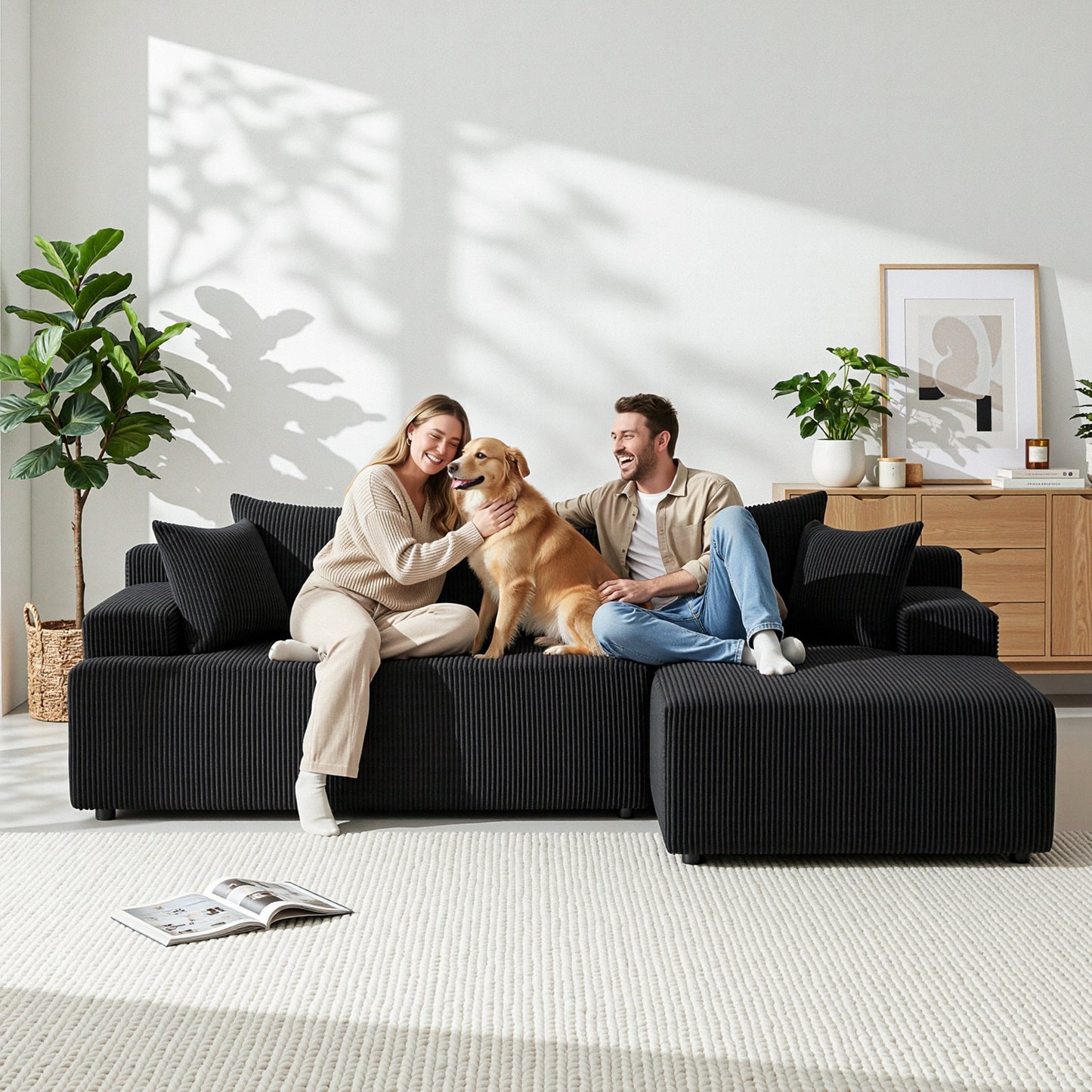 Artiss Modular Sectional Sofa Bed Convertible L-Shaped Couch with Deep Seat for Living Room