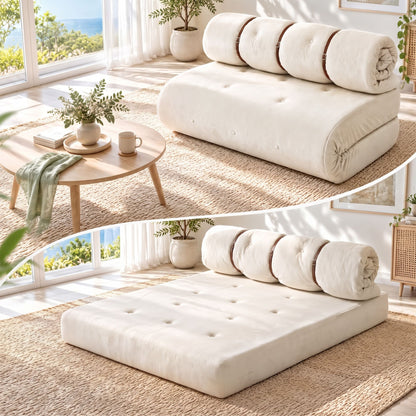 Artiss Convertible Sofa Bed Roll-Up Sleeper Chair Fold Out Couch Floor Lounge