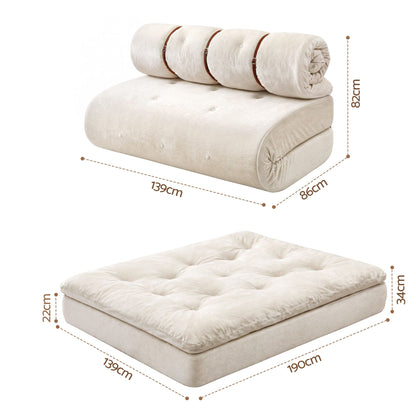 Artiss Convertible Sofa Bed Roll-Up Sleeper Chair Fold Out Couch Floor Lounge