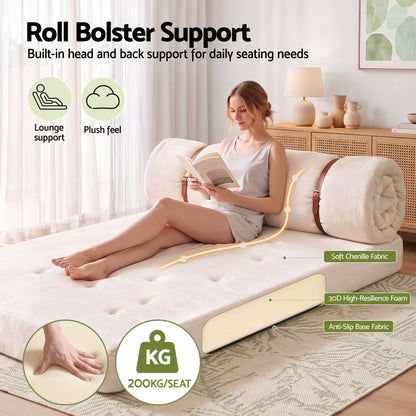 Artiss Convertible Sofa Bed Roll-Up Sleeper Chair Fold Out Couch Floor Lounge
