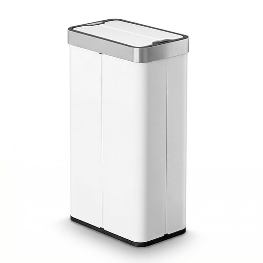 Devanti Rubbish Bin 70L Automatic Sensor Kitchen Bin, Slim Smart Garbage Can Touchless Rectangular with Liner Holder, Fully Closed Lid for Bedroom, Bathroom, Living Room, White