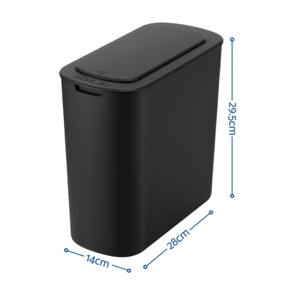 Devanti Automatic Trash Bin with Lid 11L Motion Sensor Kitchen Bin Touchless Garbage Can Modern Black Plastic Slim Rubbish Bin with Liner Holder for Kitchen, Home, Office