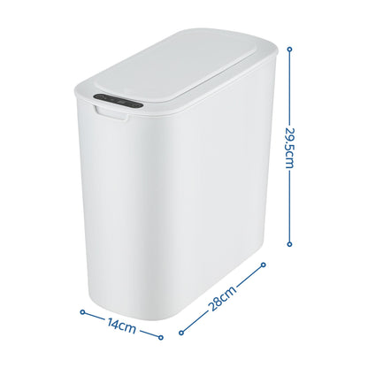 Devanti Automatic Trash Bin with Lid 11L Motion Sensor Kitchen Bin Touchless Garbage Can Modern White Plastic Slim Rubbish Bin with Liner Holder for Kitchen, Home, Office