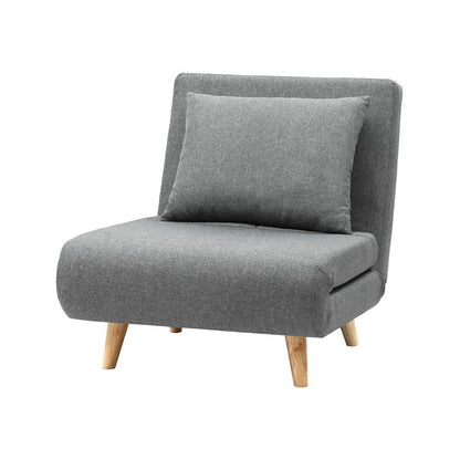Artiss Sofa Bed Convertible Couch Recliner Lounge Chair Linen Grey