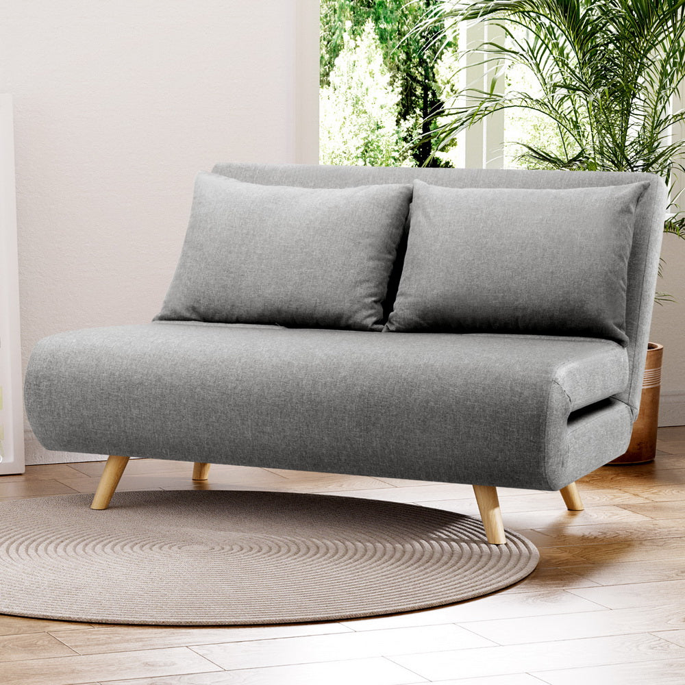 Artiss Sofa Bed 2 Seater Convertible Couch Recliner Lounge Chair Linen