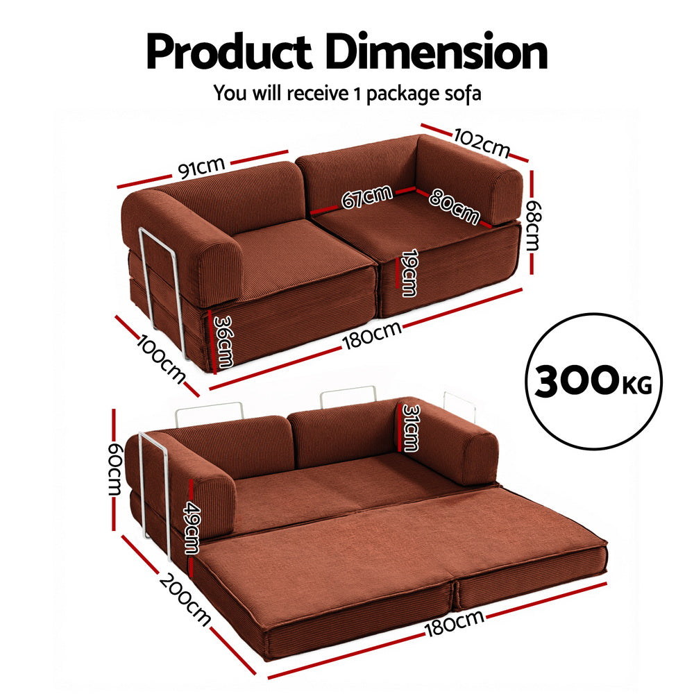 Artiss Convertible Folding Sofa Bed Orange