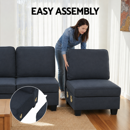 Artiss 4 Seater Modular Sofa Set Sectional Easy Assembly Dark Grey