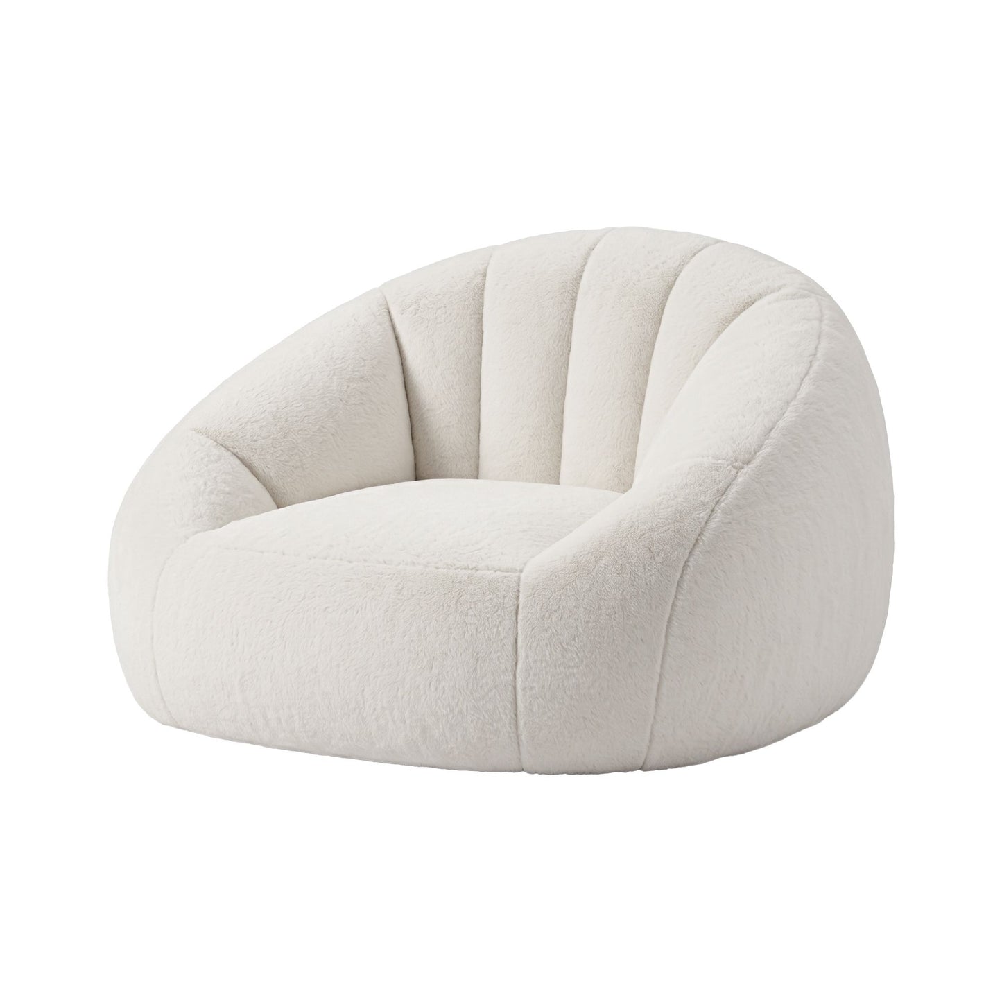 Artiss Single Small Boneless Couch Comfy Bean Bag for Living Room Faux Fur White