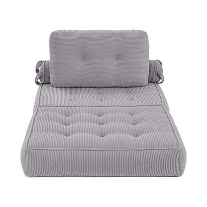 Artiss 1 Seater Corduroy Convertible Sofa Bed Pull Out Boneless Couch Grey