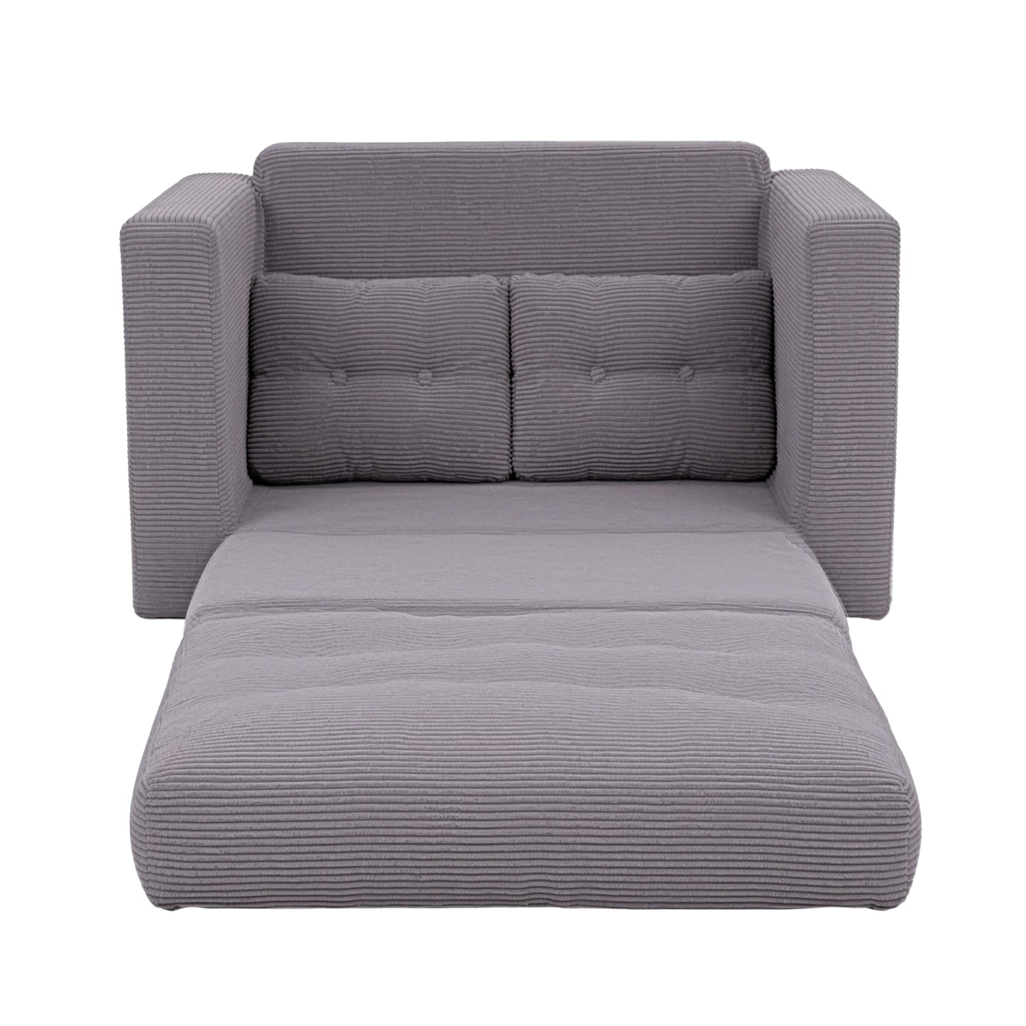 Artiss 2 Seater Corduroy Convertible Sofa Bed Pull Out Boneless Couch Grey