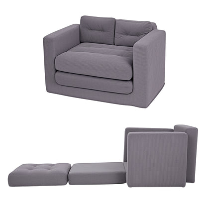 Artiss 2 Seater Corduroy Convertible Sofa Bed Pull Out Boneless Couch Grey