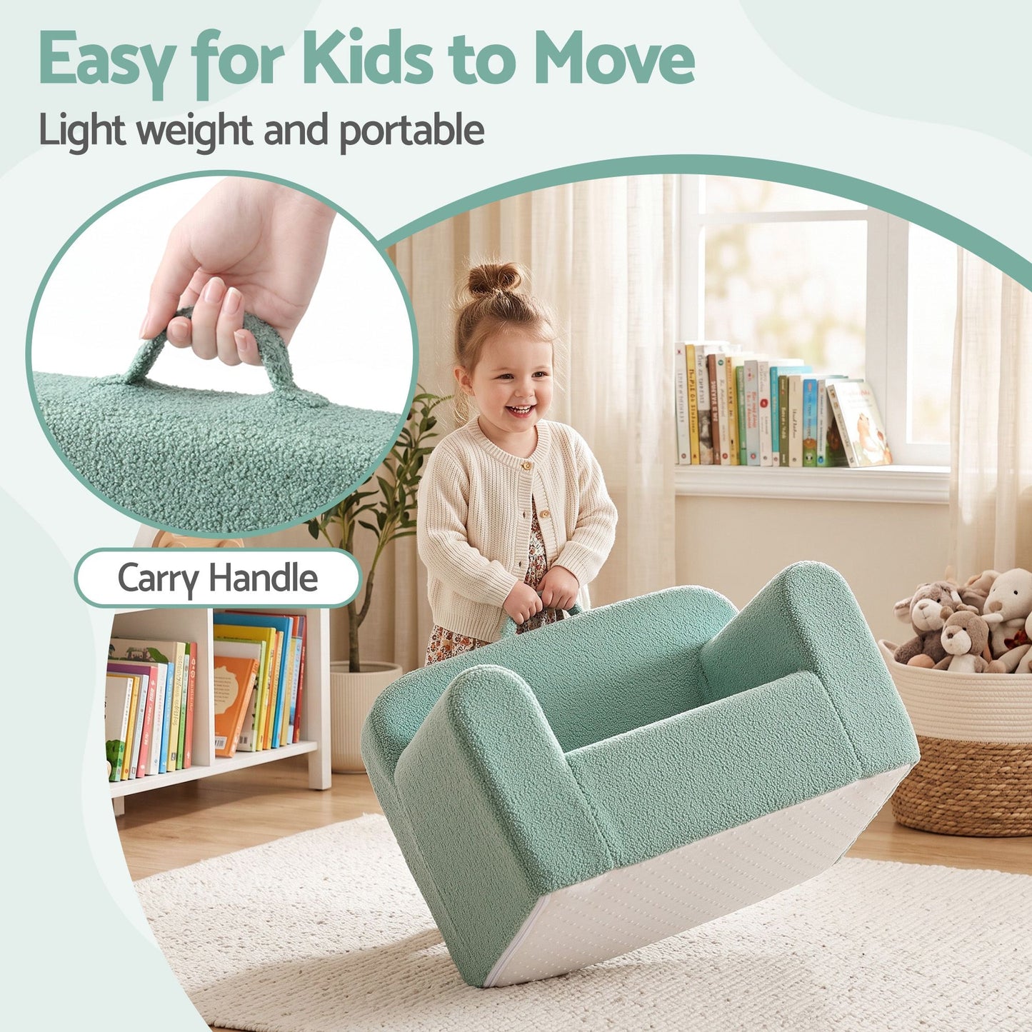 Artiss Sofa Foam Couch with Carry Handle Mint Green