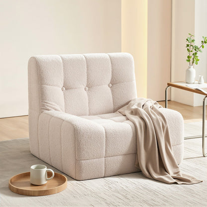 Artiss Single Small Boneless Couches for Living Room White Fabric