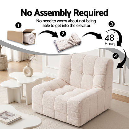 Artiss Single Small Boneless Couches for Living Room White Fabric