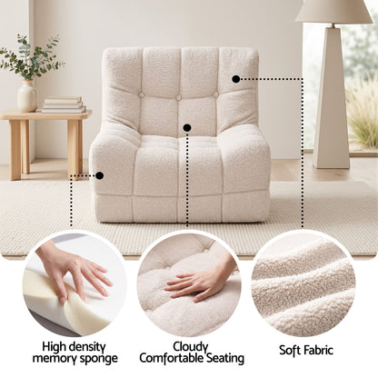 Artiss Single Small Boneless Couches for Living Room White Fabric