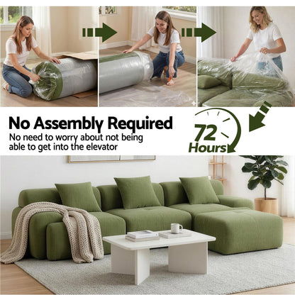 Artiss 300cm Modular Sofa Bed Comfort L-Shaped Sectional Boneless Couch Green